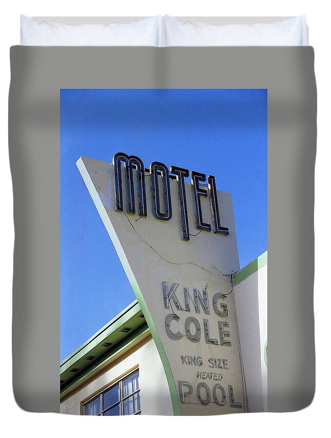 Pool Duvet Cover featuring the photograph Motel King Cole by Matthew Bamberg