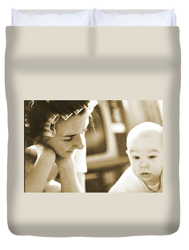 Mother And Child Duvet Cover featuring the photograph Mother and Child by Geoff Jewett