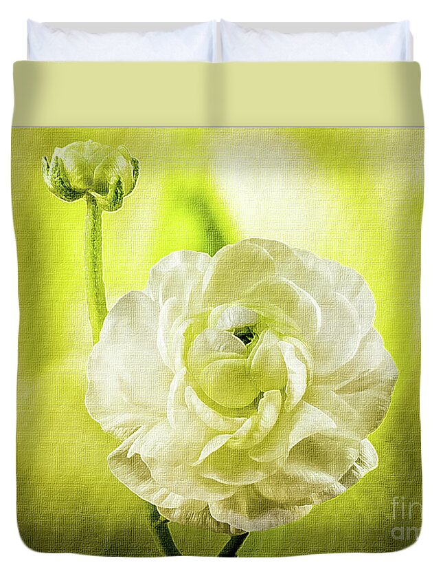 Mona Stut Duvet Cover featuring the photograph Ranunculus Mother and Child Dreams by Mona Stut