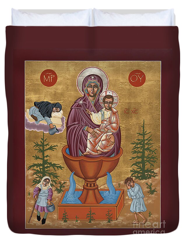 Mother Of God Life Giving Spring Duvet Cover featuring the painting Mother of God Life Giving Spring 179 by William Hart McNichols