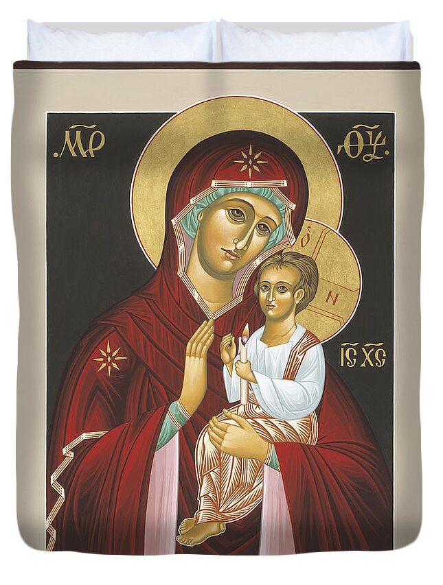 Mother Of God Light In All Darkness Duvet Cover featuring the painting Mother of God Light In All Darkness 016 by William Hart McNichols