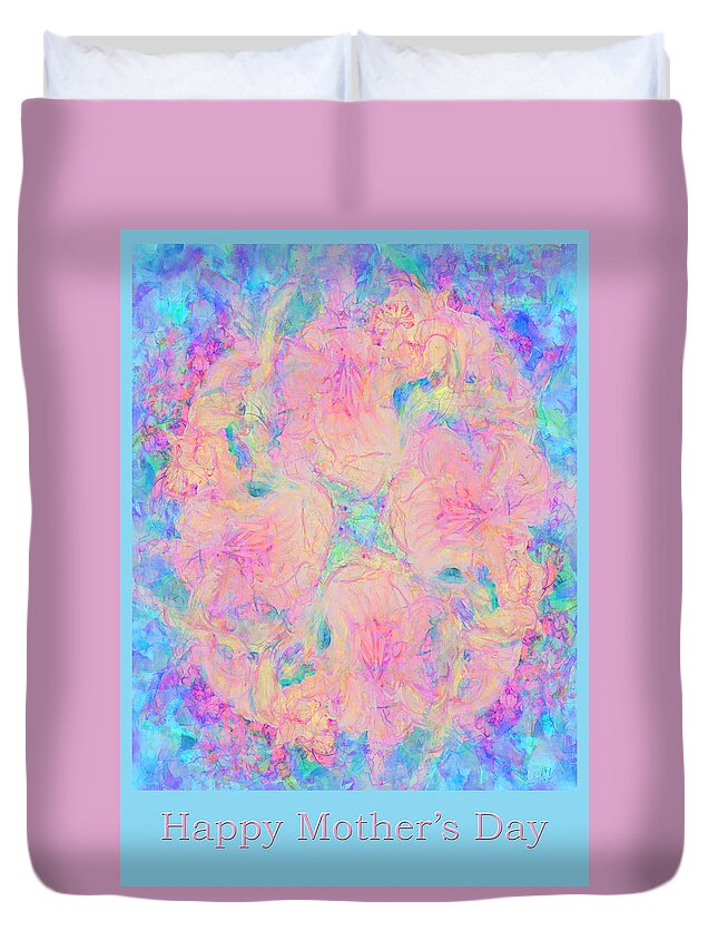 Lilies Duvet Cover featuring the painting Mother's Day Lilies Card by Stephanie Grant