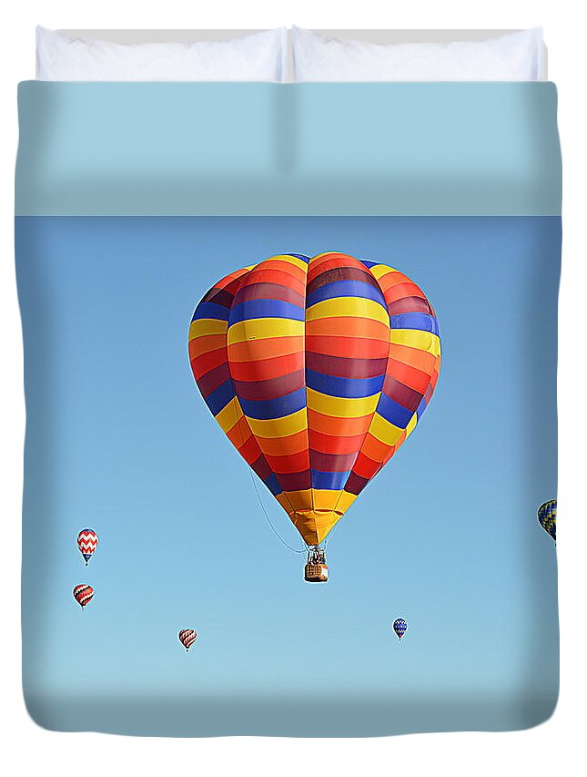 Hot Air Balloons Duvet Cover featuring the photograph Mothership by AJ Schibig