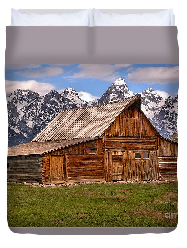 Moulton Barn Duvet Cover featuring the photograph Moulton Barn Spring Landscape by Adam Jewell