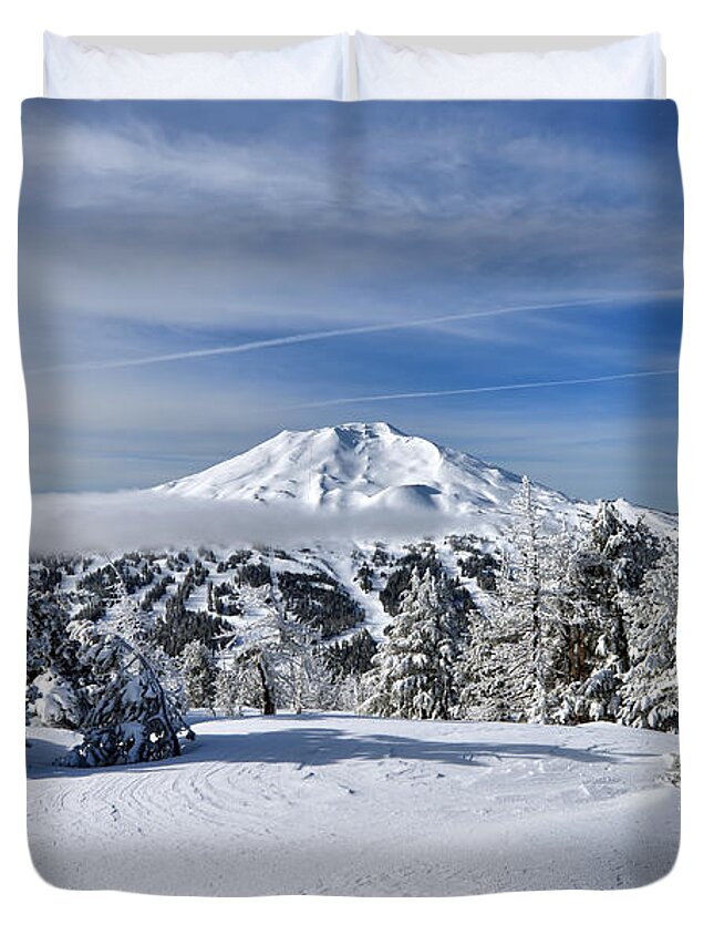 Mark Whitt Duvet Cover featuring the photograph Mount Bachelor Winter by Mark Whitt