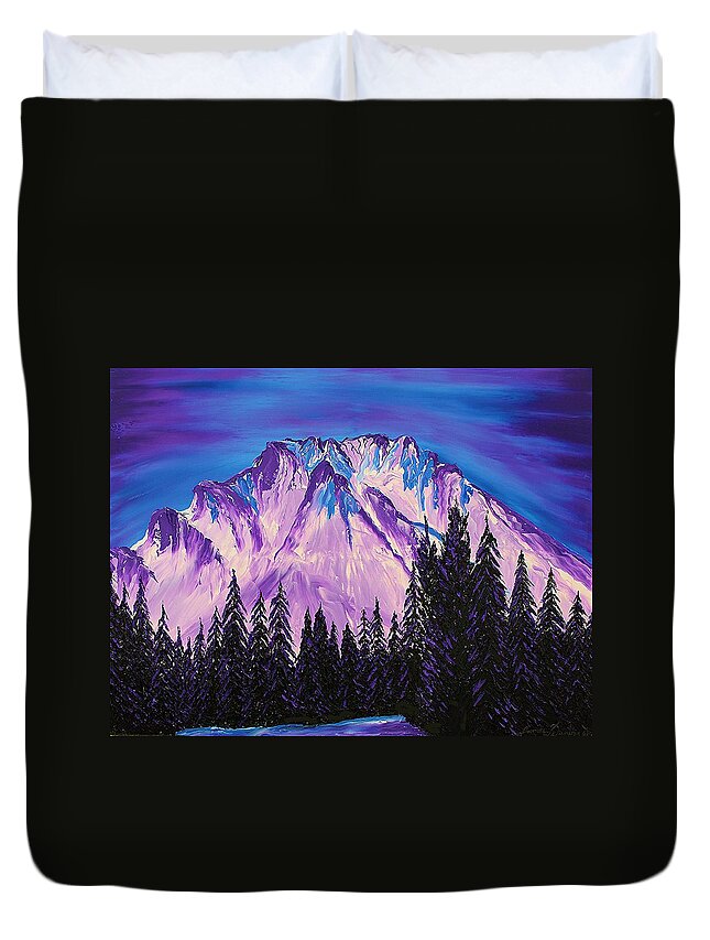  Duvet Cover featuring the painting Mount Hood At Dusk #37 by James Dunbar