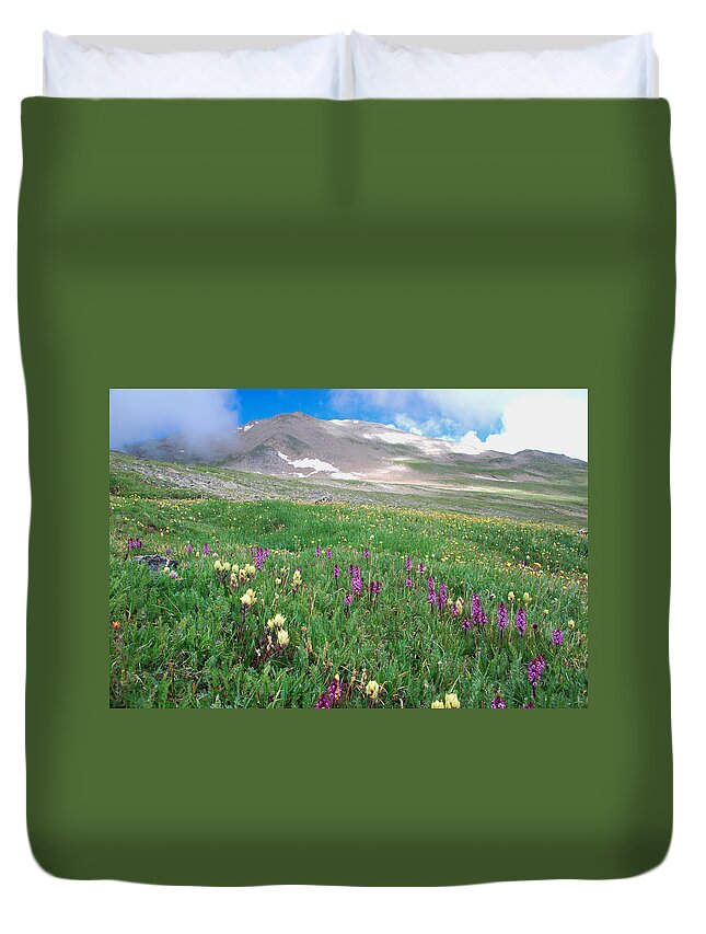 Mount Massive Duvet Cover featuring the photograph Mount Massive in the Clouds by Cascade Colors