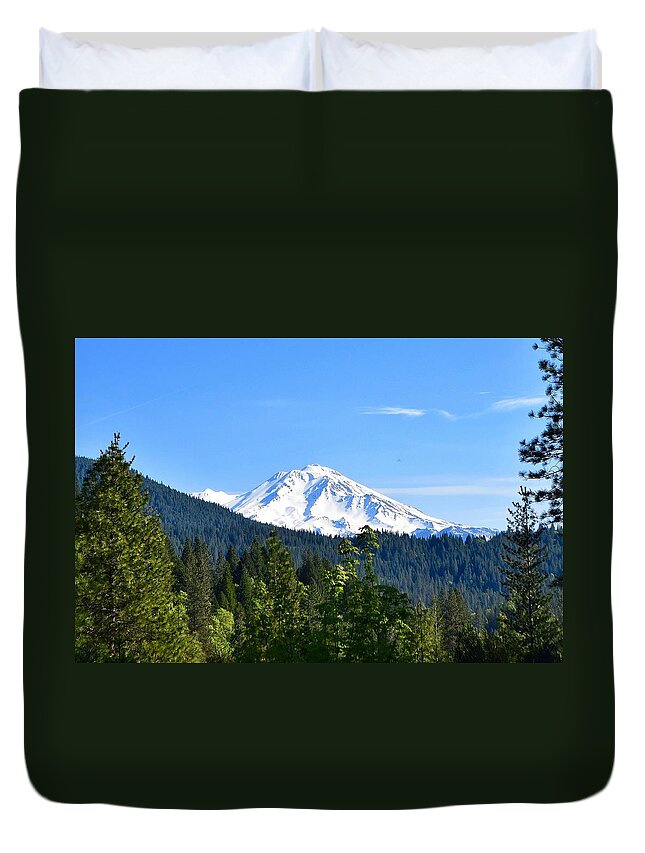 Mount Shasta Duvet Cover featuring the photograph Mount Shasta by Maria Jansson