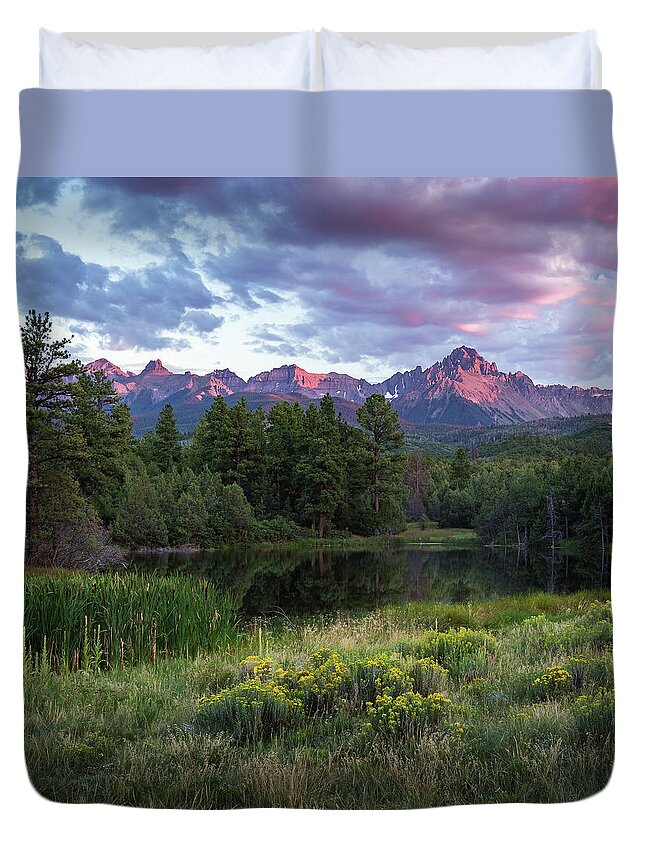 Mt Sneffels Duvet Cover featuring the photograph Mount Sneffels Sunset by Rick Strobaugh