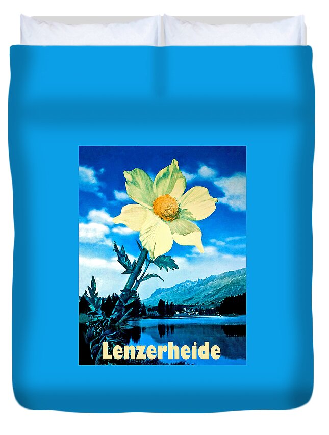 Mountain Duvet Cover featuring the painting Mountain flower from Lenzerheide by Long Shot