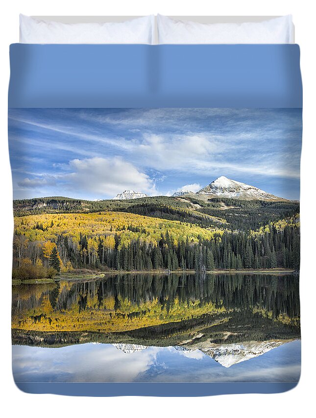 Mountain Duvet Cover featuring the photograph Mountain Lake Reflection by Denise Bush