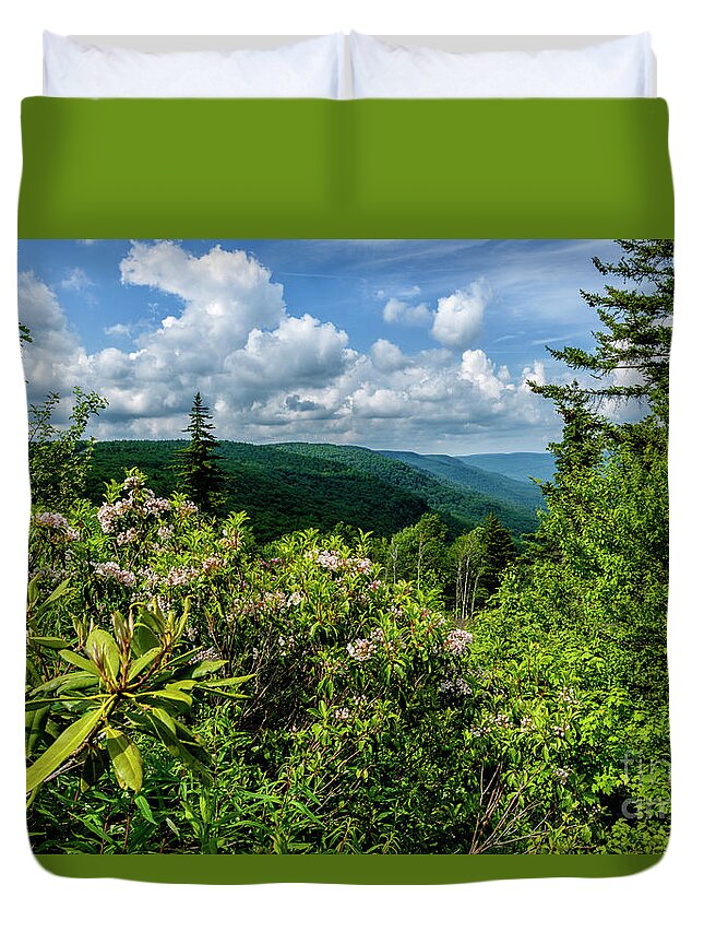 Summer Duvet Cover featuring the photograph Mountain Laurel and Ridges by Thomas R Fletcher