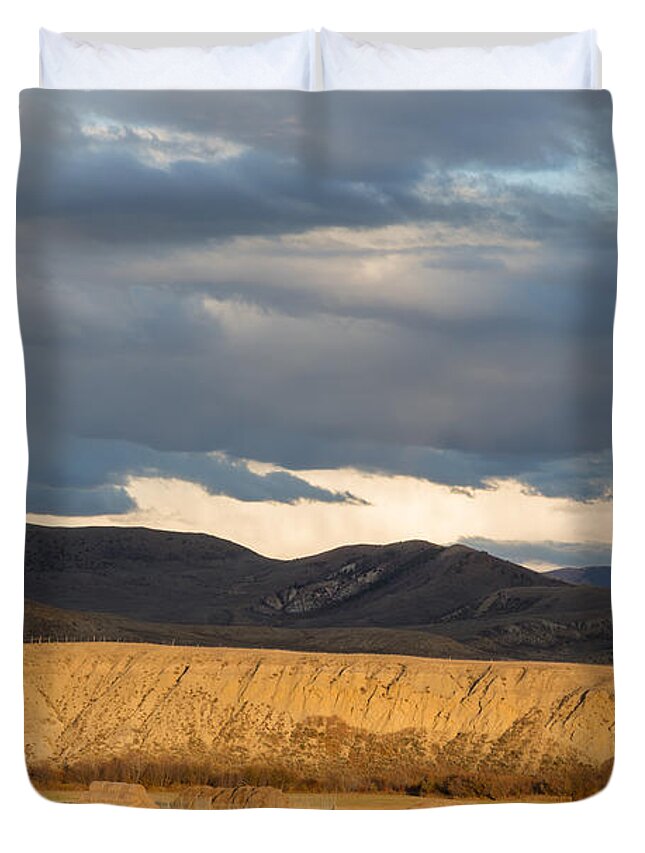Carol M. Highsmith Duvet Cover featuring the photograph Mountain meadow and hay bales in Grand County by Carol M Highsmith
