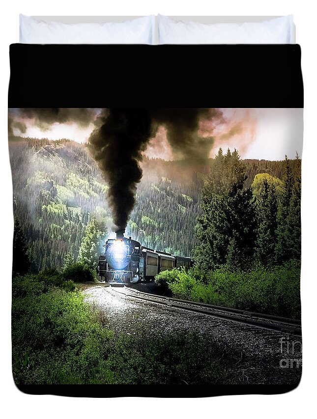 Transportation Duvet Cover featuring the photograph Mountain Railway - Morning Whistle by Robert Frederick