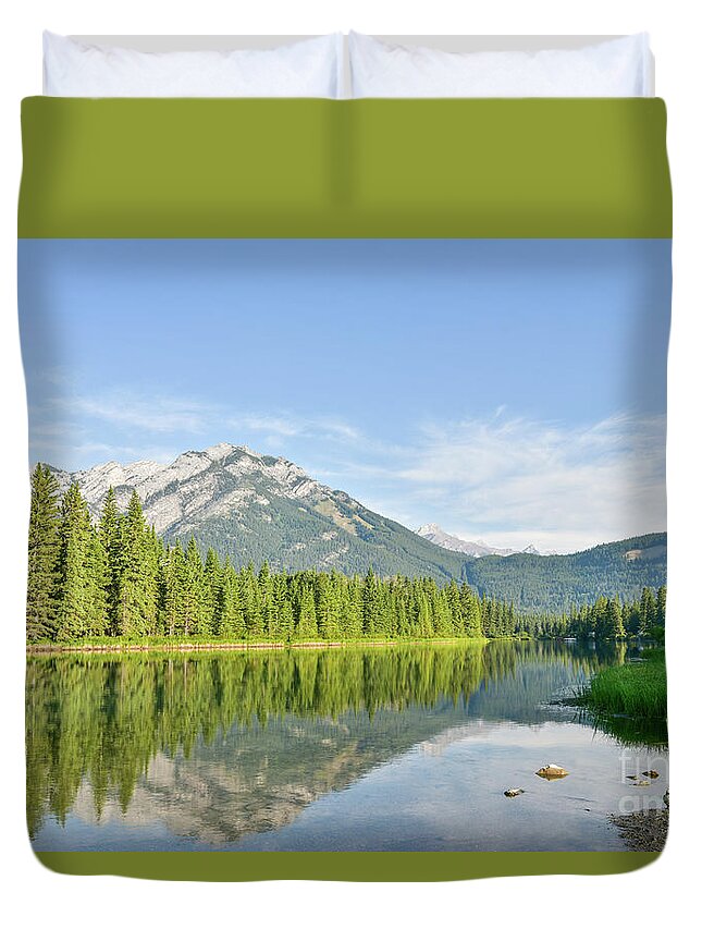 Reflection Duvet Cover featuring the photograph Mountain Reflections by Paul Quinn