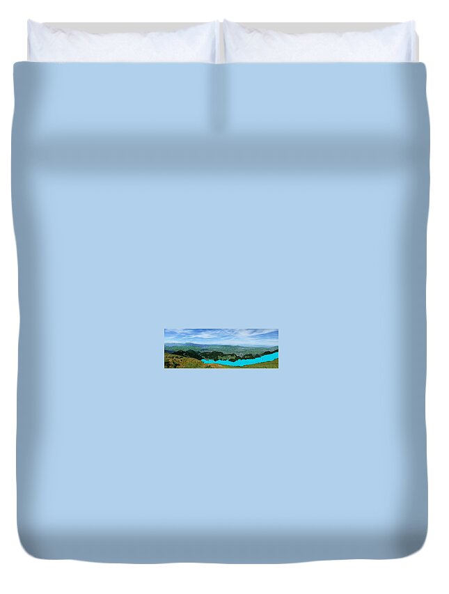 Bruce Duvet Cover featuring the painting Mountain Retreat by Bruce Nutting
