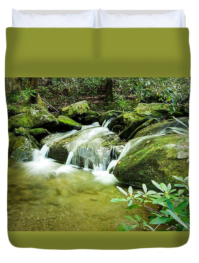 Nature Duvet Cover featuring the photograph Mountain Stream by John Kirkland