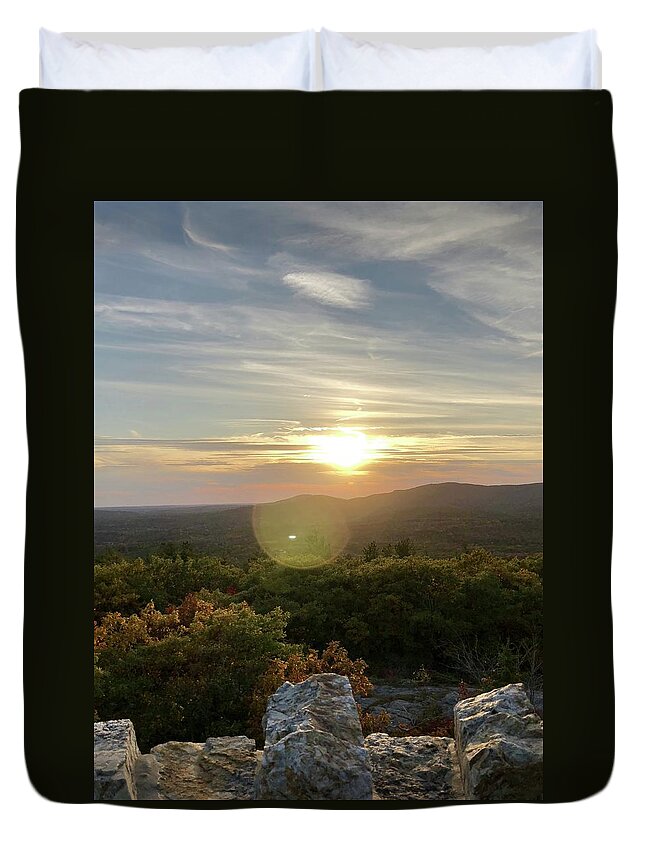 Mount Battie Duvet Cover featuring the photograph Mountain Sunset by Lisa Pearlman
