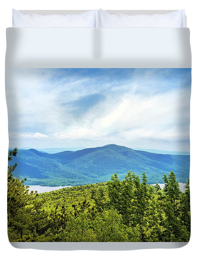 Adirondack Mountains Duvet Cover featuring the photograph Adirondacks Mountain View by Christina Rollo