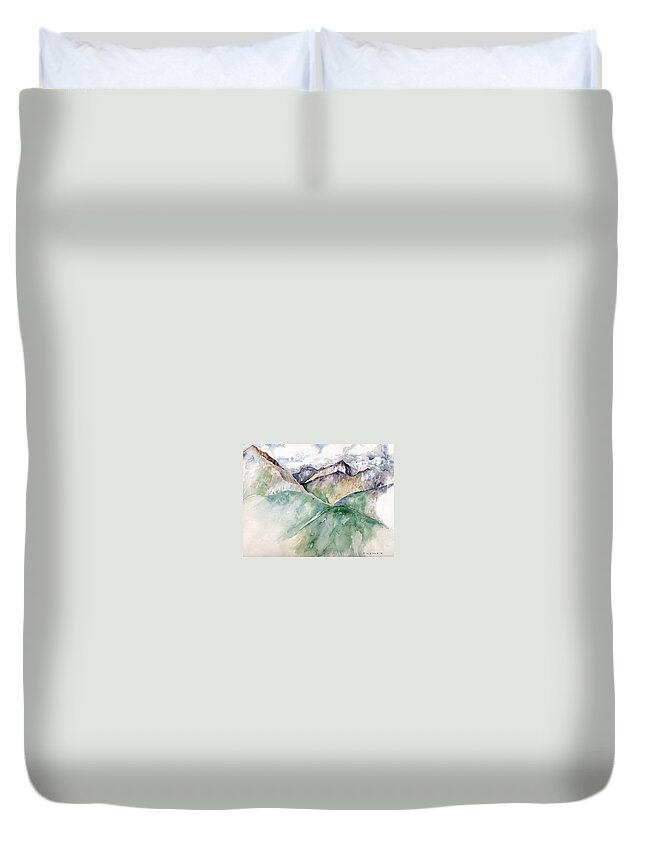 Landscape Duvet Cover featuring the painting Mountain View Colorado by Catherine Twomey