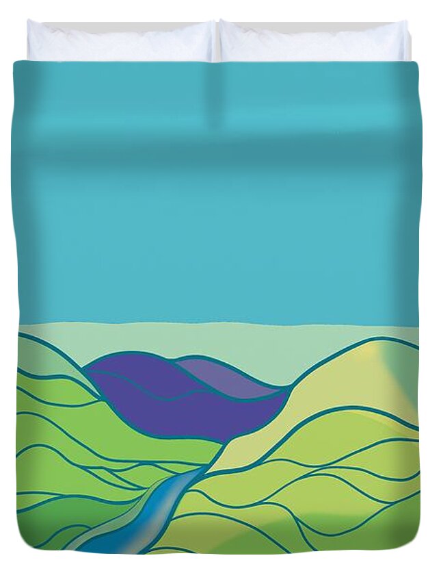 Victor Shelley Duvet Cover featuring the painting Mountainscape II by Victor Shelley
