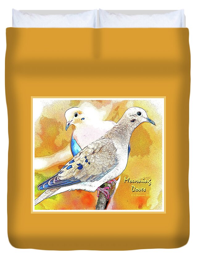 Mourning Dove Pair Duvet Cover featuring the digital art Mourning Dove Pair Poster Image by A Macarthur Gurmankin