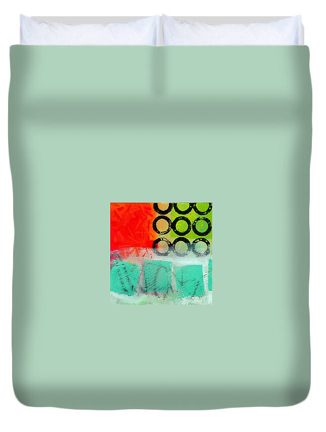 4x4 Duvet Cover featuring the painting Moving Through 11 by Jane Davies