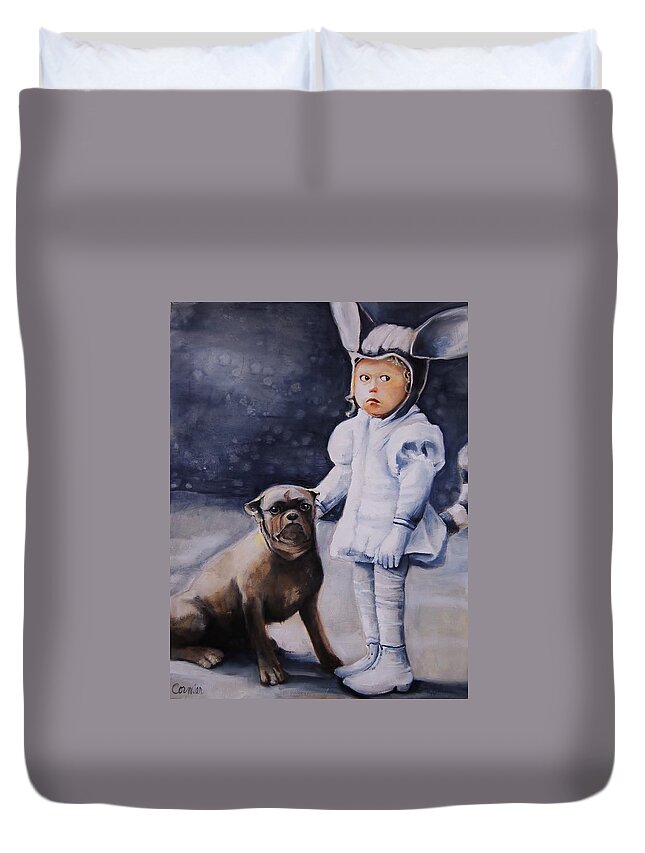 Moonbeams Duvet Cover featuring the painting Mr Moonbeams by Jean Cormier