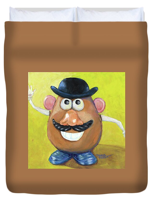 Toy Duvet Cover featuring the painting Mr. Potato Head by Donna Tucker