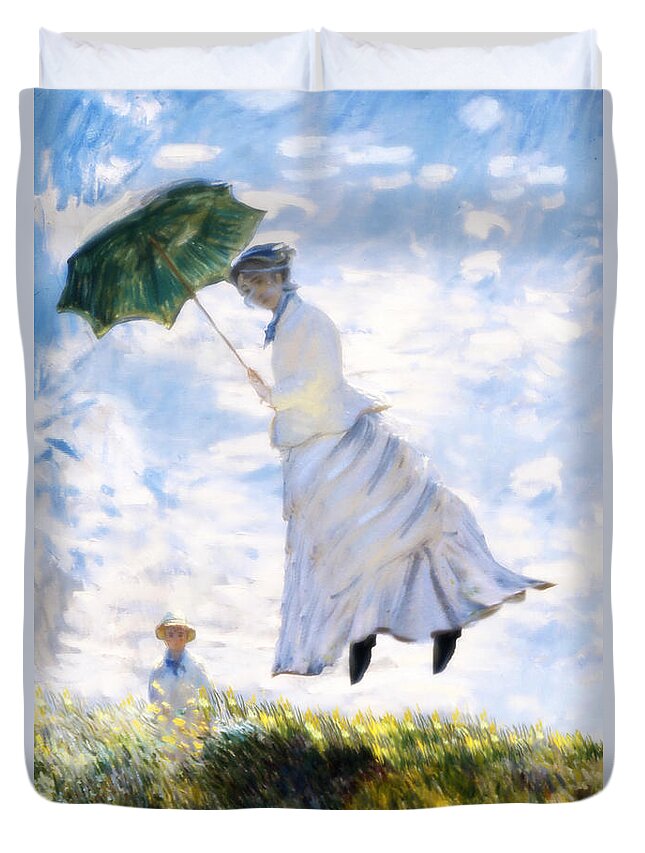 Camille Monet Duvet Cover featuring the painting Ms Monet Blown Away by Gravityx9 Designs
