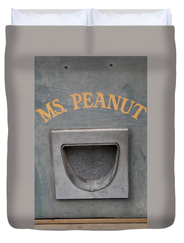 Sign Duvet Cover featuring the photograph Ms. Peanut by Glory Ann Penington
