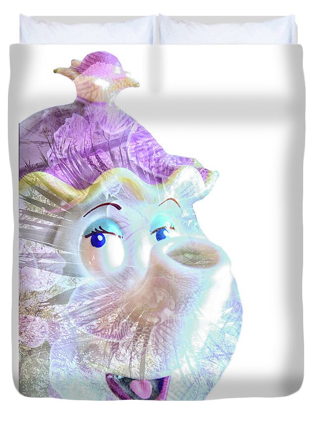 Character Duvet Cover featuring the photograph Ms Tea by Pamela Williams