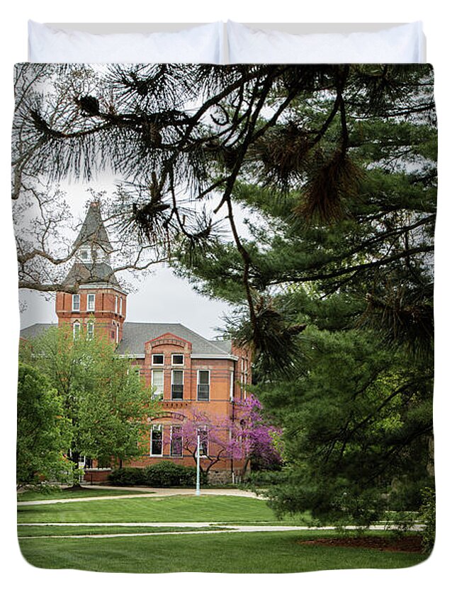 Michigan State University Duvet Cover featuring the photograph MSU Campus Spring by John McGraw