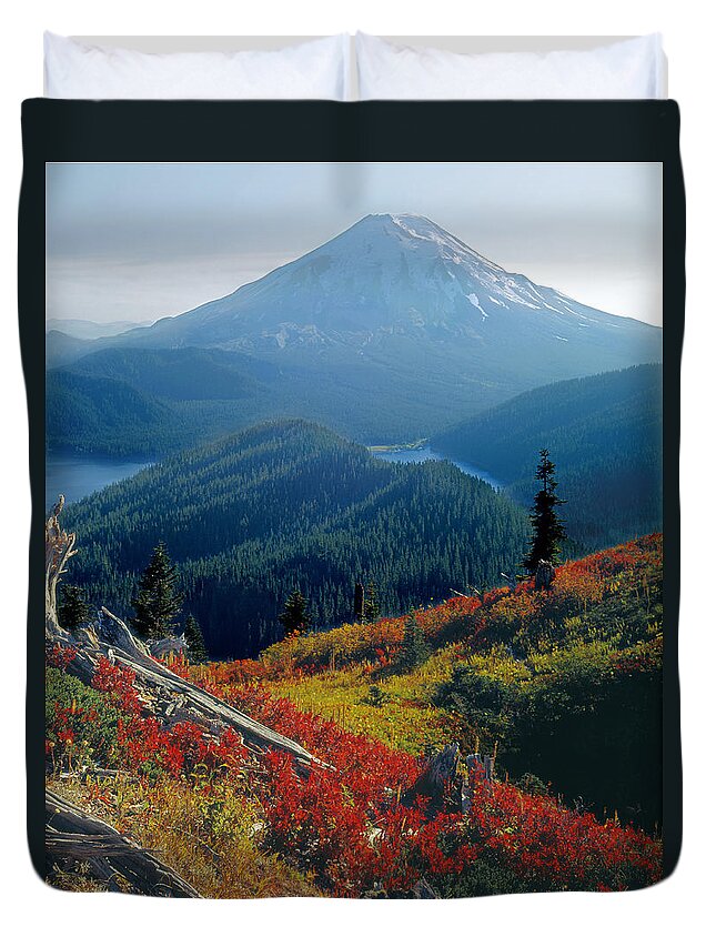 Fall Colors Duvet Cover featuring the photograph 1M4903-Mt. St. Helens 1975 by Ed Cooper Photography