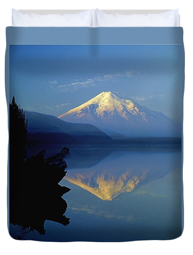 Sunset Duvet Cover featuring the photograph 1M4907-V-Mt. St. Helens Reflect V by Ed Cooper Photography