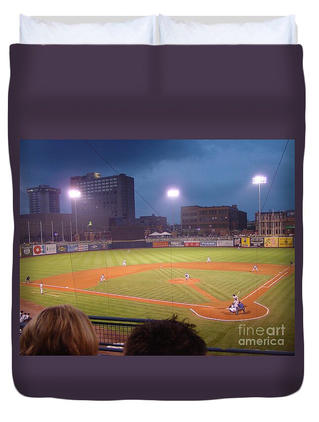 Toledo Duvet Cover featuring the photograph Mudhen's Game by Jack Schultz