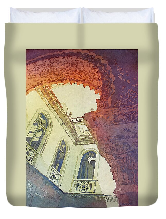 Palacio De La Condesa De Lebrija Duvet Cover featuring the painting Mudjar Arch by Jenny Armitage