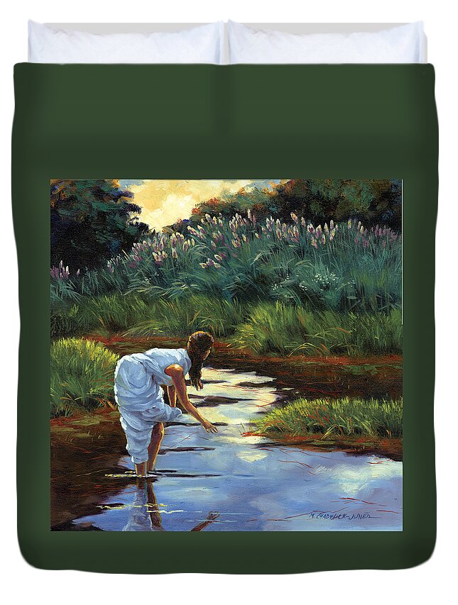 Creek Duvet Cover featuring the painting Muhlfeld's Creek by Marguerite Chadwick-Juner
