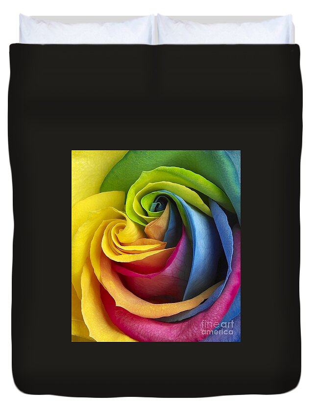 Rainbow Rose Duvet Cover featuring the photograph Rainbow Rose by Tony Cordoza