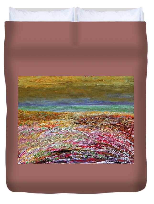 Palette Duvet Cover featuring the painting Multicolored Landscape I by Bachmors Artist