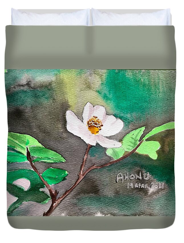 Multiflora Duvet Cover featuring the painting Multiflora Rosa by AHONU Aingeal Rose