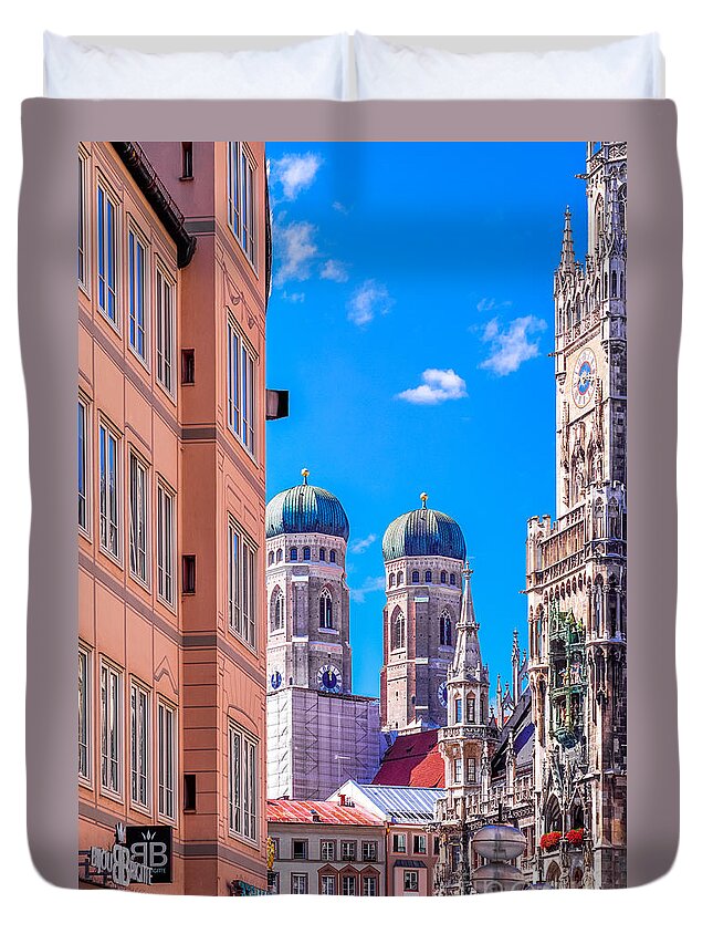 Munich Duvet Cover featuring the photograph Munich Center by Juergen Klust