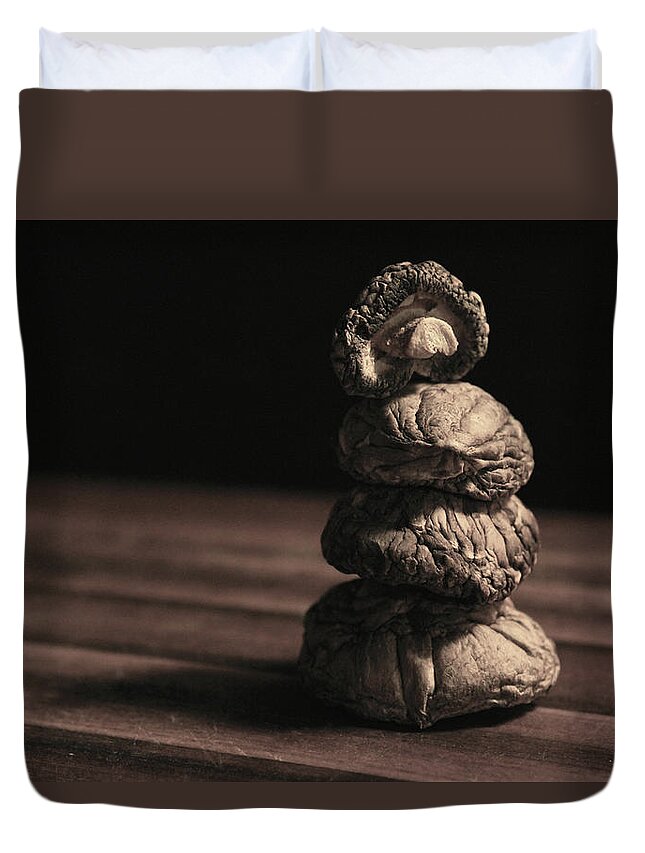 Mushrooms Duvet Cover featuring the photograph Mushroom Cairn by Holly Ross