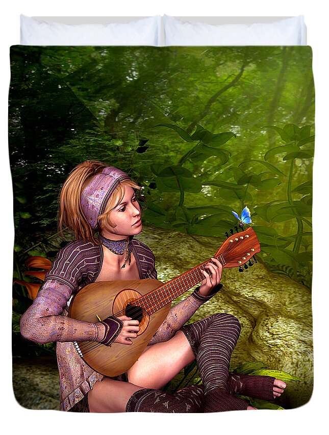 Music In The Woods Duvet Cover featuring the digital art Music in the woods by John Junek