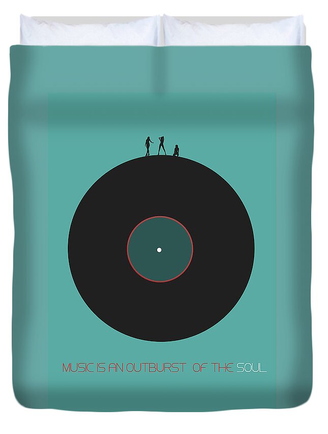 Vinyl Duvet Cover featuring the digital art Music is an outburst of the soul Poster by Naxart Studio