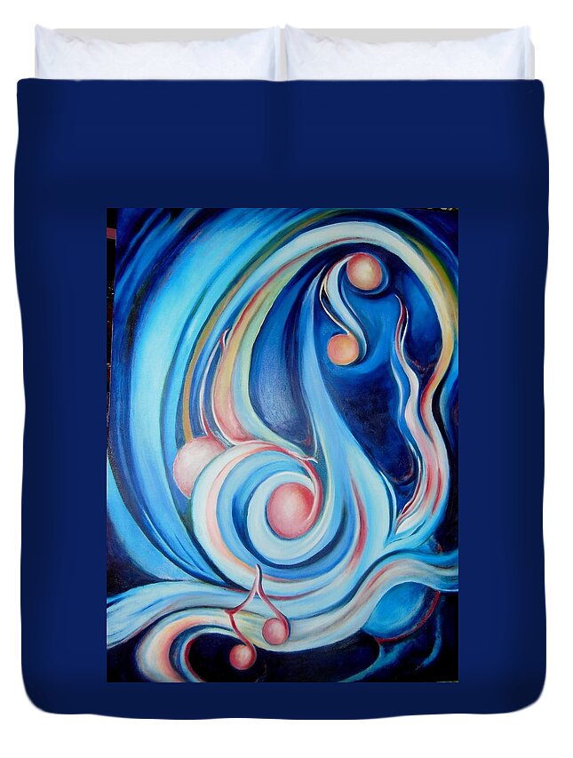 Music Art Duvet Cover featuring the painting Music of the Spheres by Jordana Sands