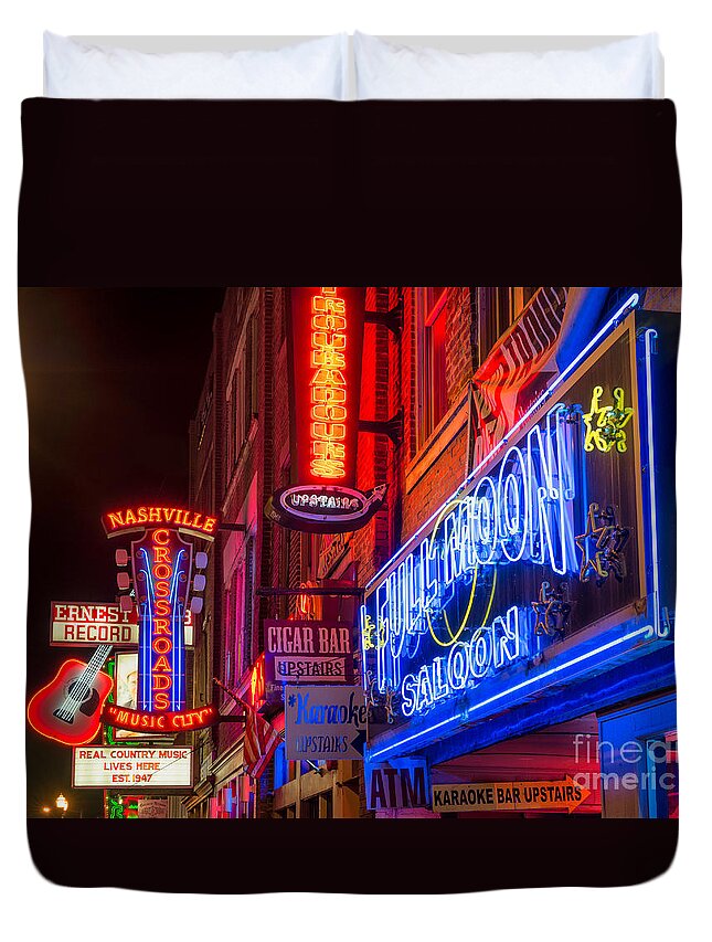 Nashville Duvet Cover featuring the photograph Music Row by Anthony Heflin