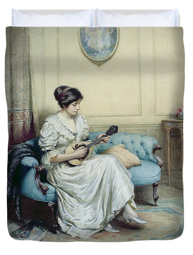 Musical Duvet Cover featuring the painting Musical interlude by William Kay Blacklock