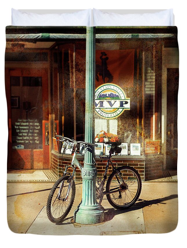 Bicycle Duvet Cover featuring the photograph MVP Laramie Bicycle by Craig J Satterlee