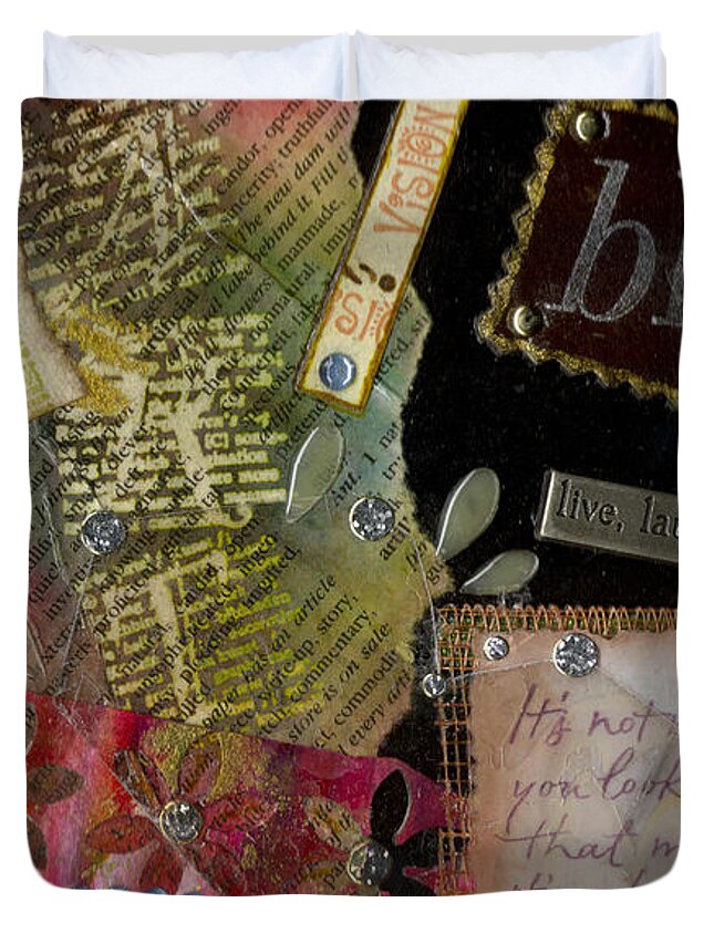 Gretting Cards Duvet Cover featuring the mixed media My Art Journal - Blessed by Angela L Walker